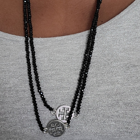 Long Tory Burch shiny black beads long necklace - Picture 4 of 5